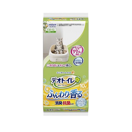 Антибактериальная салфетка Unicharm дезодорирующая для cистемных туалетов с ароматом душистого мыла 10 шт