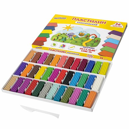 Пластилин классический Юнландия для лепки набор для детей 36 цветов