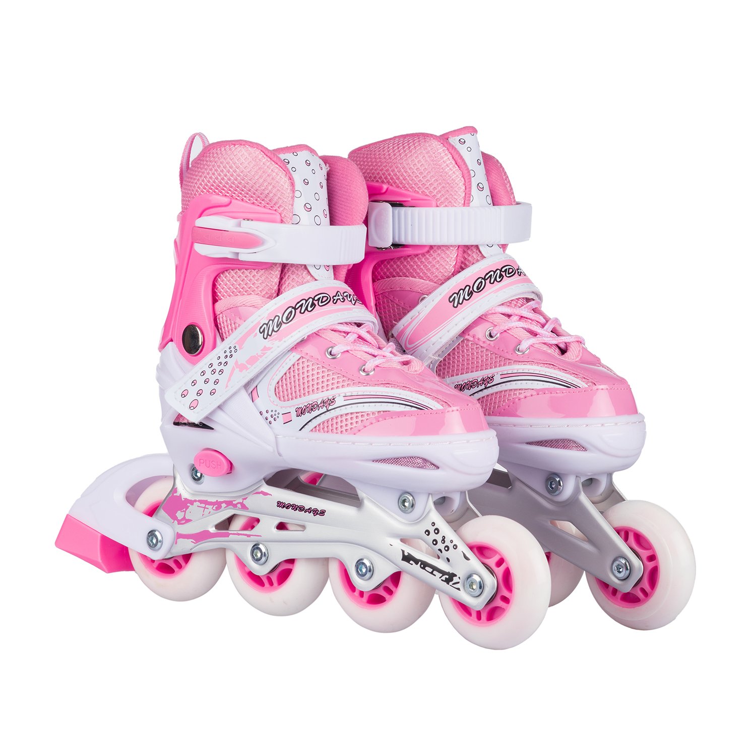 Роликовые коньки BABY STYLE розовые раздвижные размер с 32 по 35M светящиеся колеса - фото 2