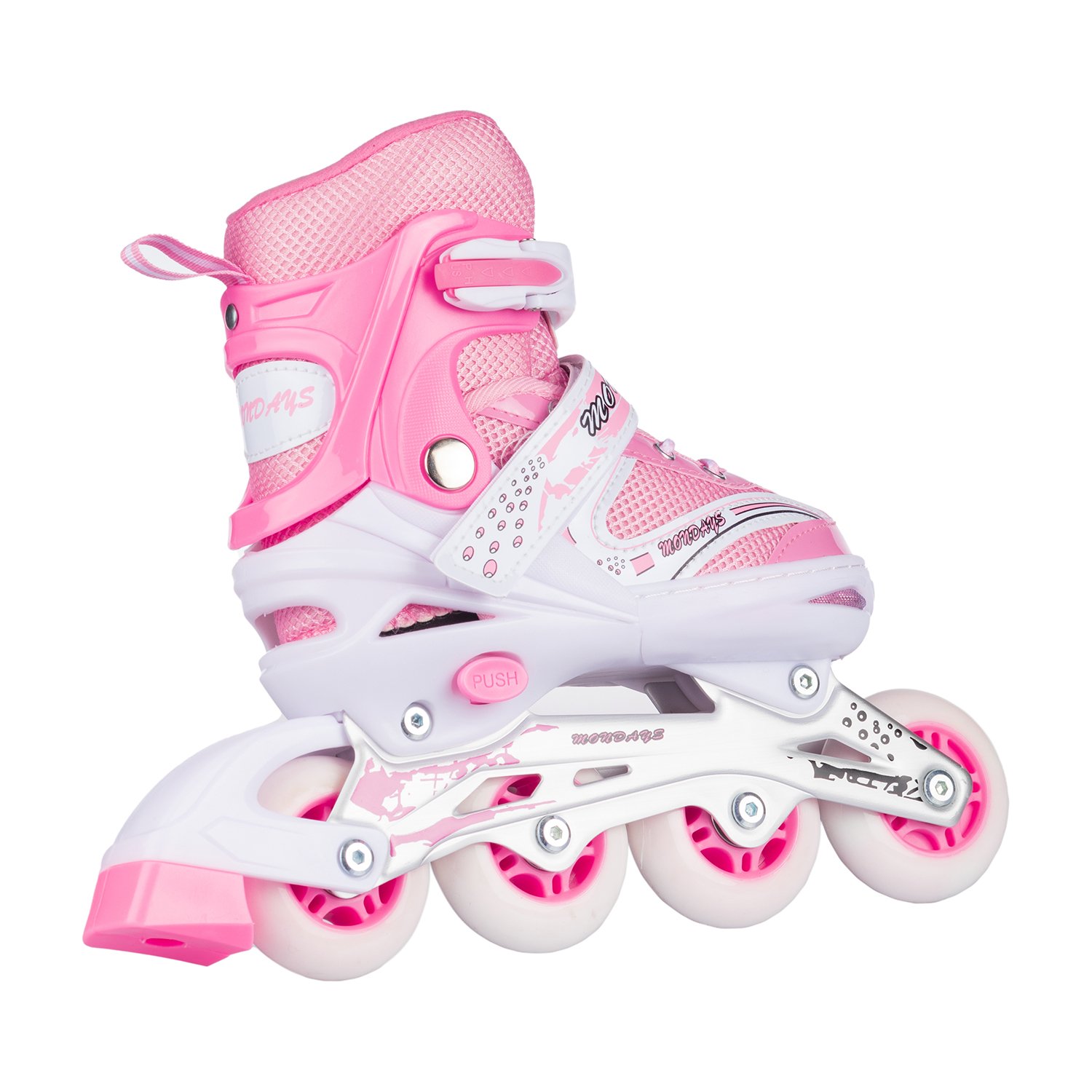 Роликовые коньки BABY STYLE розовые раздвижные размер с 32 по 35M светящиеся колеса - фото 4