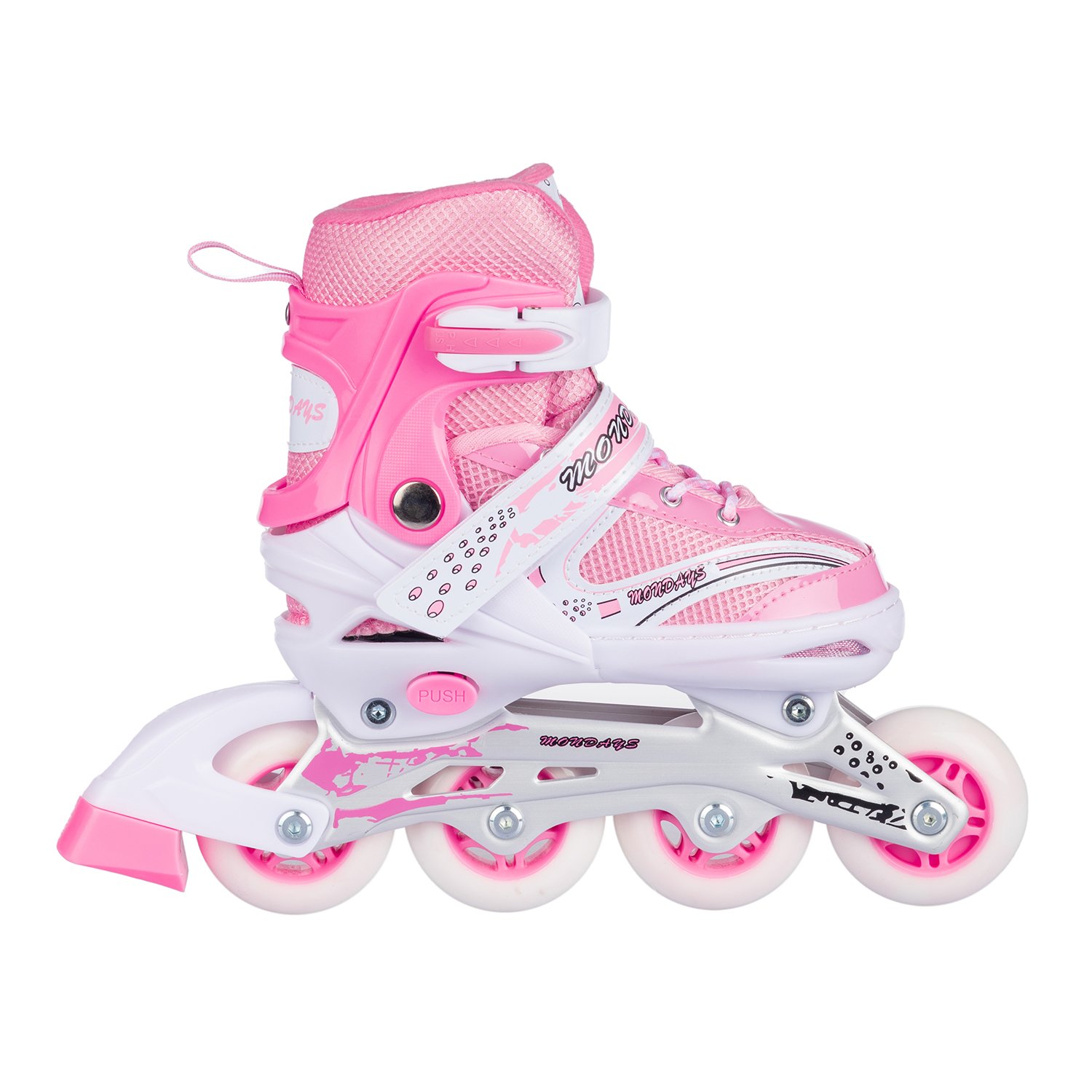 Роликовые коньки BABY STYLE розовые раздвижные размер с 32 по 35M светящиеся колеса - фото 6