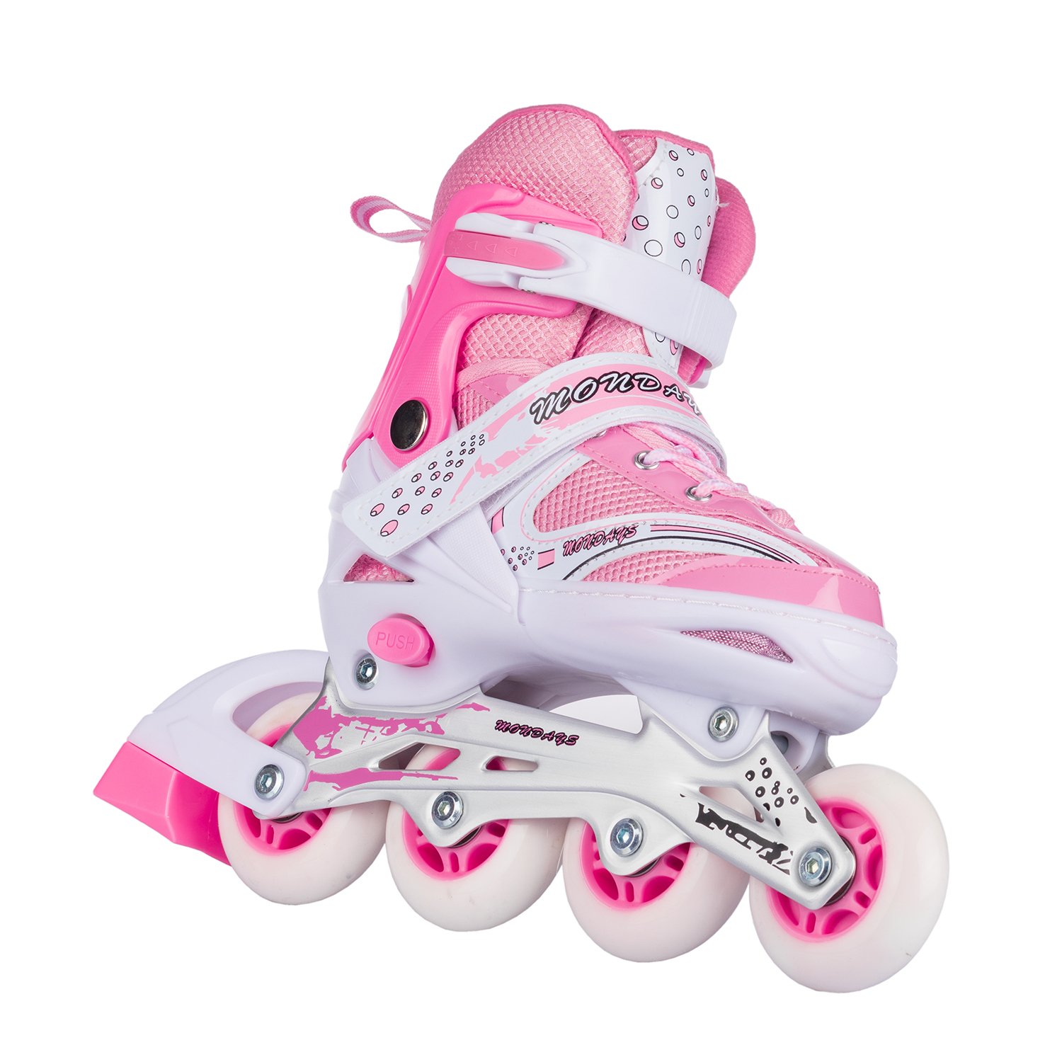 Роликовые коньки BABY STYLE розовые раздвижные размер с 32 по 35M светящиеся колеса - фото 8