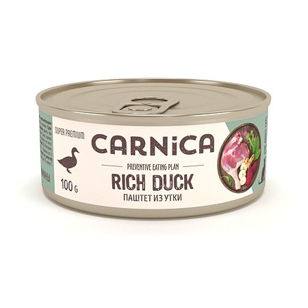 Корм для кошек Carnica 100г паштет из утки для чувствительн ого пищеварения консервированный
