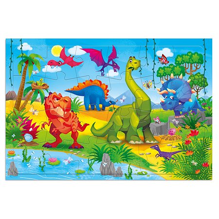 Пазл ГЕОДОМ Динозавры 24 детали на подложке