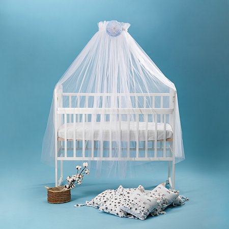 Набор для кроватки BABY STYLE балдахин белый цветок и кронштейн