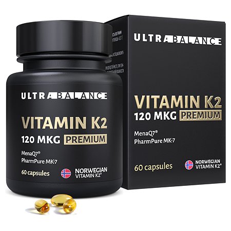 Витамин к2 мк7 120 мкг премиум UltraBalance комплекс для женщин и мужчин БАД 60 капсул