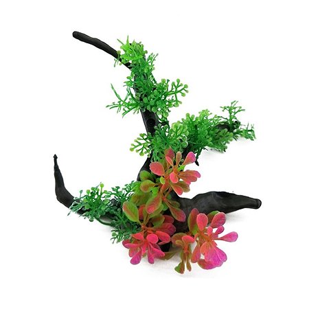 Декор для аквариума Rabizy коряга с растениями 14х14х10 см