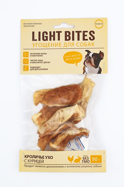Лакомства для собак Light Bites 90г Кроличье ухо с курицей DM023 LIGHT BITES