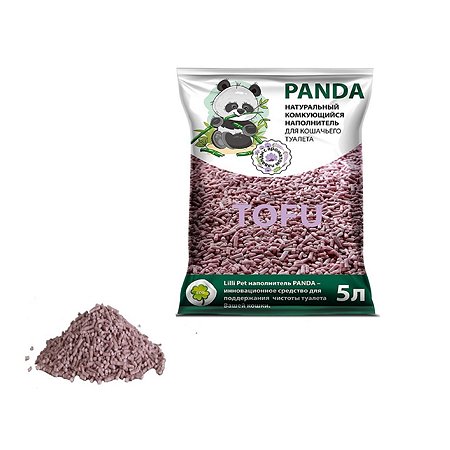 Наполнитель Panda Lilli Pet для кошачьего туалета из Тофу впитывающий запах гипоаллергенный с ароматом лаванды 5л