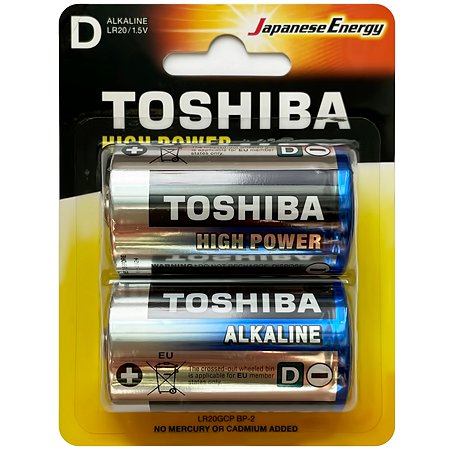 Батарейки Toshiba LR20 щелочные alkaline Бочка High Power 2шт D 1.5V - фото 1
