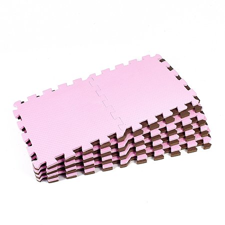 Мягкий пол ко врик-пазл Eco cover развивающий розово-коричневый 25х25 - фото 2