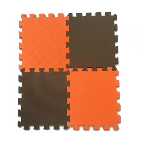 Мягкий пол коврик-пазл Eco cover развивающий оранжево-коричневый 25х25 см. - фото 1