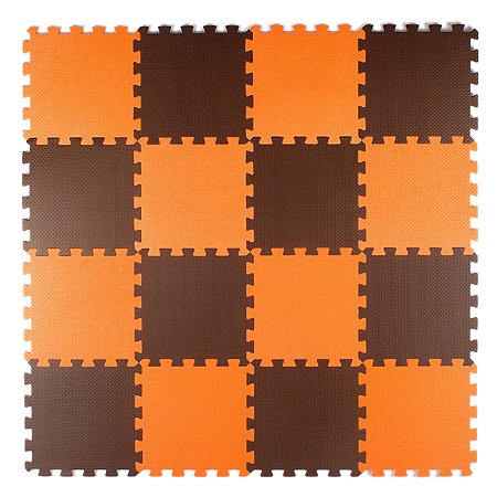 Мягкий пол коврик-пазл Eco cover р азвивающий оранжево-коричневый 25х25 см. - фото 2