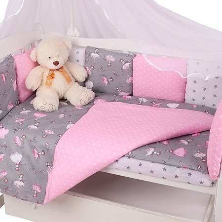 Комплект постельного белья Amarobaby Мечта 8предметов Серый-Розовый - фото 5