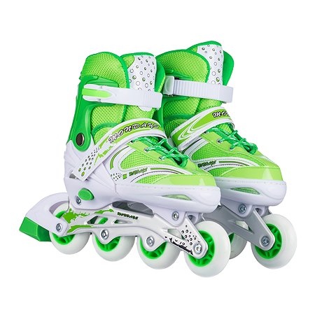 Роликовые коньки BABY STYLE зеленые раздвижные размер с 28 по 31S светящиеся колеса - фото 2