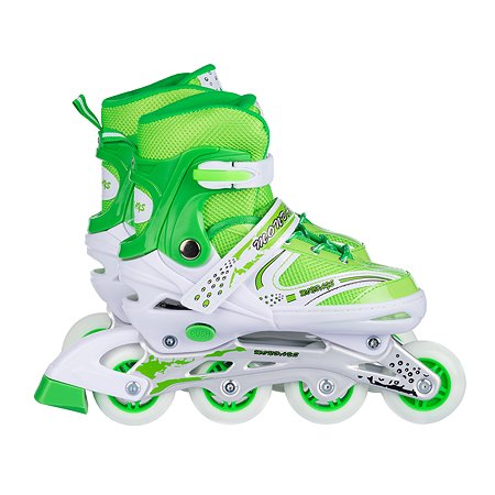 Роликовые коньки BABY STYLE зеленые раздвижные размер с 28 по 31S светящиеся колеса - фото 3