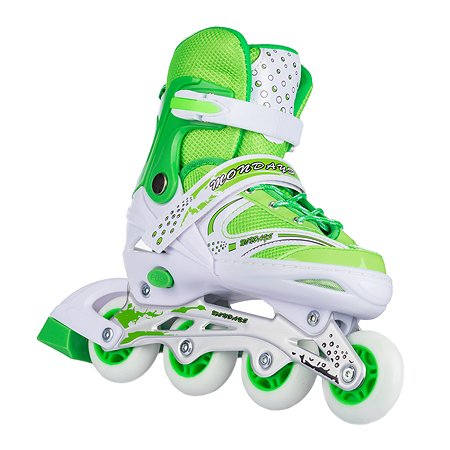 Роликовые коньки BABY STYLE зеленые раздвижные размер с 28 по 31S светящиеся колеса - фото 5