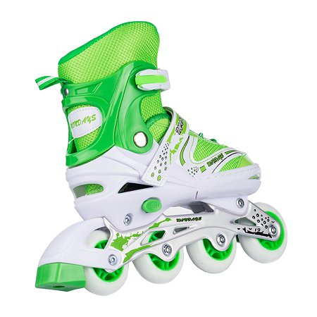 Роликовые коньки BABY STYLE зеленые раздвижные размер с 28 по 31S светящиеся колеса - фото 6