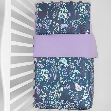Комплект в кроватку AmaroBaby 3 предмета BABY BOOM Flower dreams фиолетовый - фото 2