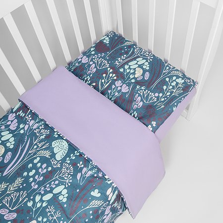 Комплект в кроватку AmaroBaby 3 предмета BABY BOOM Flower dreams фиолетовый - фото 4